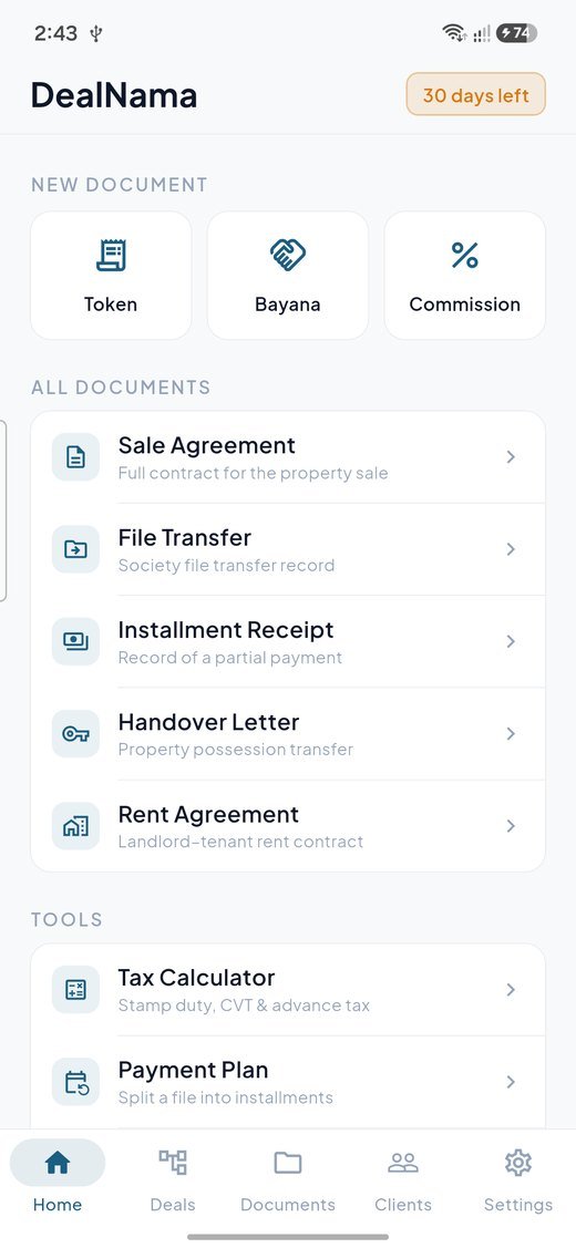 DealNama home screen on an Android phone